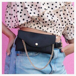 Chic Black Mini Bag with Gold Chain